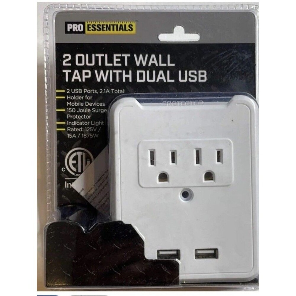 3 FOR $15 Dual USB Wall Tap Outlet Surge Protector 2 Outlet Adapter USB Charging